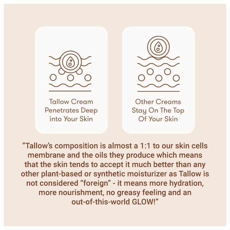 KUSHI Grass-Fed Whipped Tallow Cream Moisturizer for Face & Body