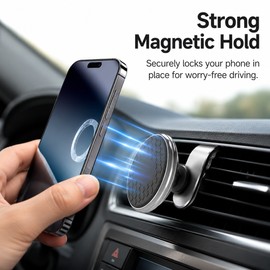 Magnetic Car Phone Holder for Air Vent – 360° Rotating Aluminum Alloy Mount for 4.0–6.7 Inch Smartphones & GPS Viewing