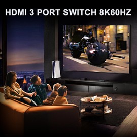 HDMI 2.1 Switch 3x1, AVIDGRAM 8K HDMI Switch 3 in 1 Out with IR Remote Control, HDMI Switcher 4K 120Hz Car Support 8K 48Gbps