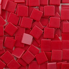 100PCS Resin Mosaic Tiles Red 1CM Square Mosaic Tiles Bulk Mosaics Supplies for Crafts