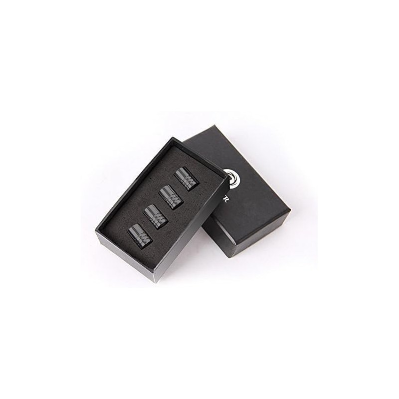 Decorative Tyre Valve Dust Caps, Black Aluminium, Set of 4
