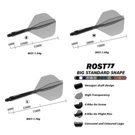 CUESOUL ROST 77 Integrated Dart Shaft and Flight,Big Standard Shape,Set of 3(solid color series)