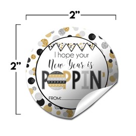 Pop It Fidget Toy New Year’s Celebration Sticker Labels, 40 2" Party Circle Stickers, Great for Party Favors, Envelope Seals & Goodie Bags by Amanda Creation