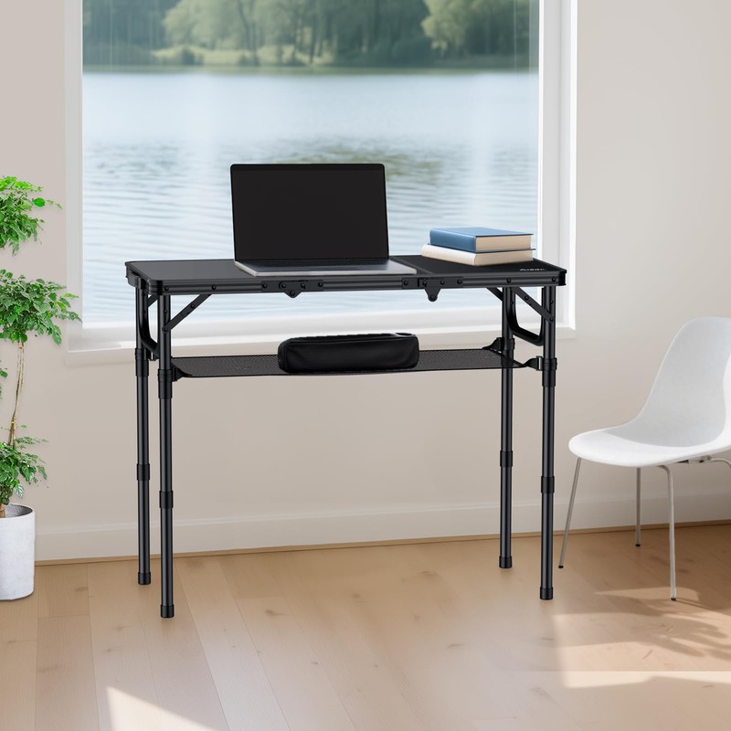 Anbte Folding Camping Table with Storage Net, 3ft Camping Table