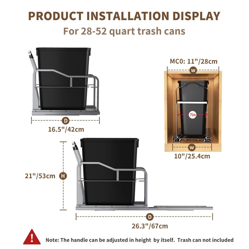 Storvexify Pull Out Trash Can Under Cabinet with Soft-Close Slides，Heavy