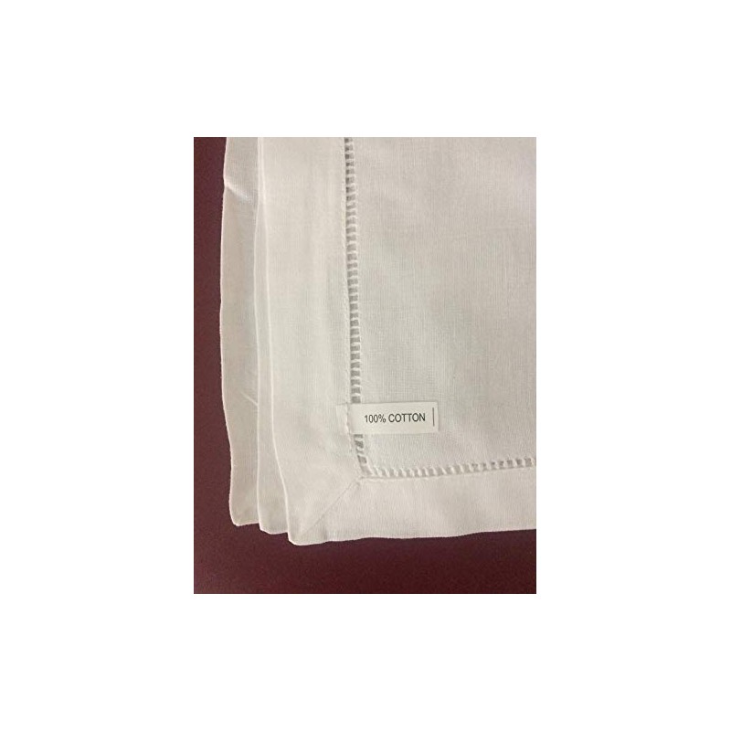 Set of 6, 100% Cotton White Hemstitch Napkins 14" x