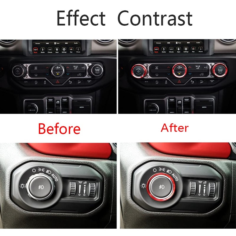 Lanyun Air Conditioner and Headlight Switch Knobs Trim Compatible Jeep