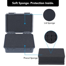 Lykus HC-1820 Mini Hard Case Dry Box with Foam Insert, Interior Size 7.1x4.7x2.7 in, IP66 Splash-Proof, Suitable for Cellphones, Tools, Small Devices and More