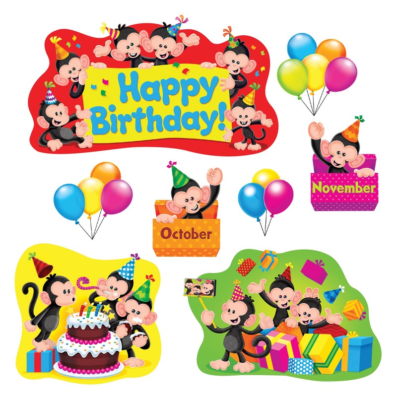 Trend Monkey Mischief Birthday Bulletin Board Set, Classroom Decor