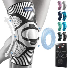 NEENCA Knee Supporter, Volleyball, Knee Pads, Knee Stabilizer, For Sports, Badminton, Running, Basketball, Soccer, For Left and Right Use, Shock, Side Springs, Pack of 1, Large Size, Gray, 3XL