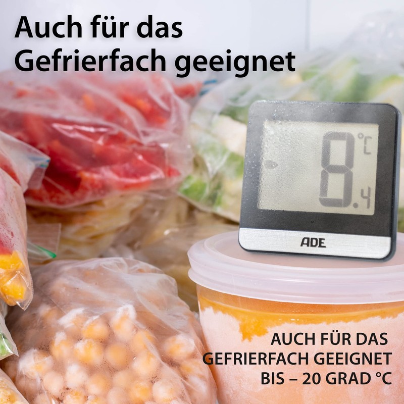 ADE Digitales Kühlschrankthermometer | Thermometer für Gefrierschrank und Kühlschrank magnetisch