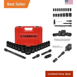 Metric 1/2-Inch Drive Impact Socket Set, 10mm-32mm - User-Friendly & Versatile