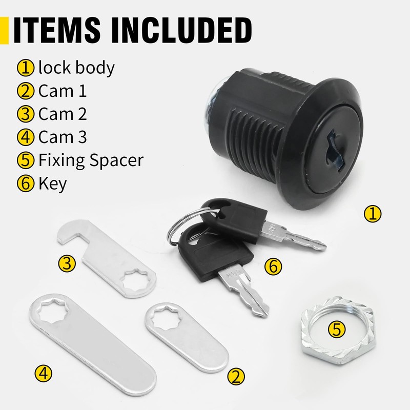 EATAKWARD RV Drawer Cam Lock 5/8 inch, Single Key, 3Lock