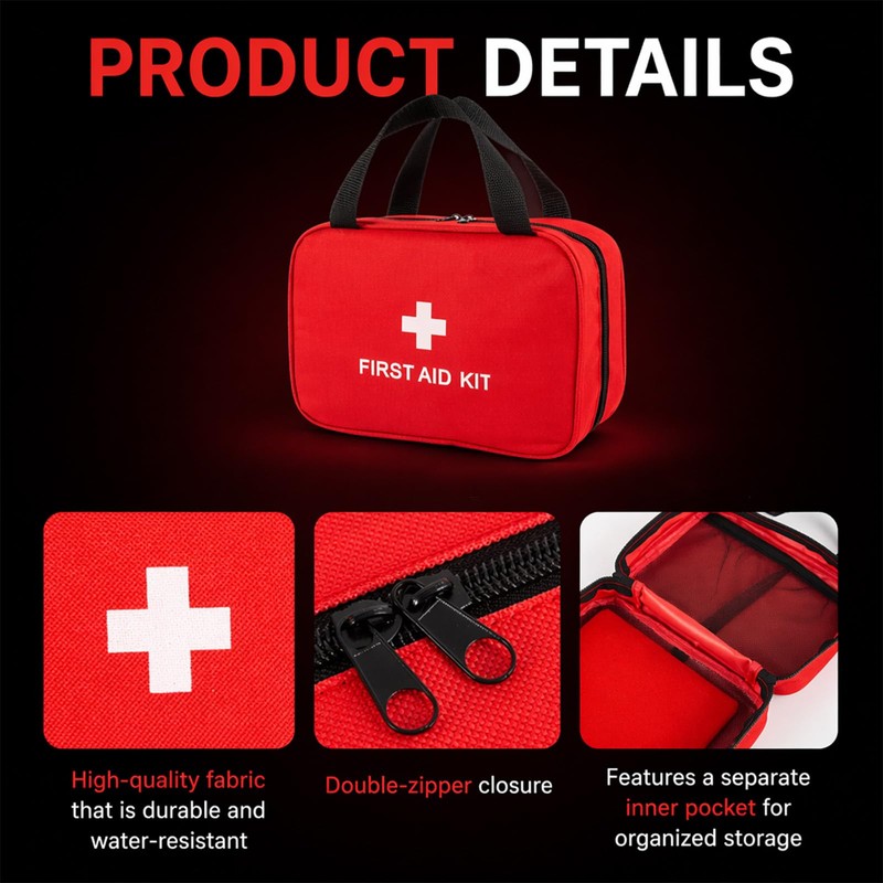 Red Empty First Aid Bag, Portable Oxford Cloth Emergency Medical