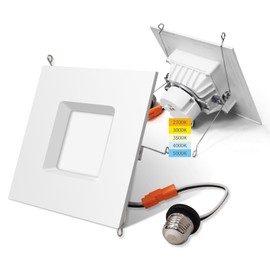 mw LED Retrofit Square LED Recessed Lighting 6 Inch Selectable 2700K/3000K/3500K/4000K/5000K Dimmable LED Can Lights, 100W Incandescent Equal, 1100LM, Energy Star (1 PK)