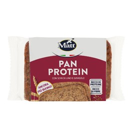 Matt, Pan Protein, Pane Proteico Ricco di Proteine e Fibre e a Basso Contenuto di Zuccheri, Ideale per Accompagnare i Pasti o Come Base per Toast o Tartine, Confezione da 250 g