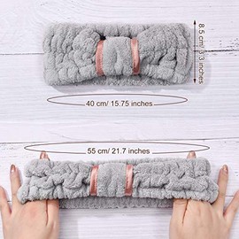 Paquete de 4 diademas de microfibra para spa facial, diademas de maquillaje, diademas elásticas de tela de rizo para mujeres y niñas, lavado facial, ducha, yoga, deportes (rosa, verde, blanco y gris)