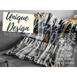 Huglanket Jazz Gifts for Men Women, Ideal Gift for Jazz Lovers on Birthday, Christmas - 50"x 65" Flannel Plush Throw