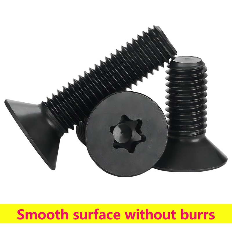 Qrity 50pcs M4 x 10mm Black Carbon Steel Countersunk Head