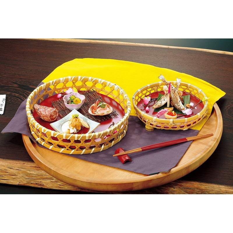 yamako- Who Bamboo Hors D 'oeuvres Basket, Foot with Basket