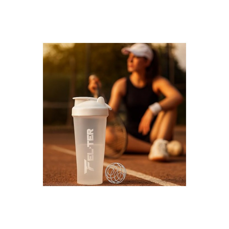 FELTER FITNESS Vaso Shaker para Proteina gym con Mezcladora de