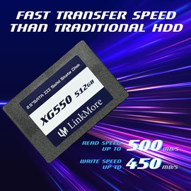 LinkMore XG550 512GB 2.5'' SATA III (6Gb/s) Internal SSD, Solid State Drive, Read Speed Up to 550MB/s, 2.5 inch for Laptop and PC Desktop