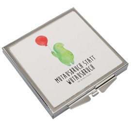 Mr. & Mrs. Panda Handtaschenspiegel quadratisch Schildkröte Luftballon - Geschenk, Mutausbruch, silber, Schminkspiegel, Motivation, Schildkröten,