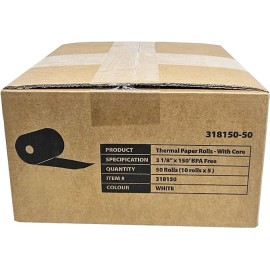 Clover (50 Rolls) 3 1/8 x 150 Thermal Paper Receipt Rolls POS Cash Register TSP100