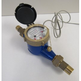 PRM 3/4 Inch NPT Multi Jet Water Meter with Pulse Output, Brass Body - Not for Potable Water