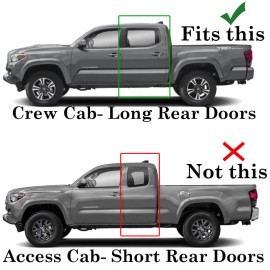 Torox For 2024-25 Toyota Tacoma 4DR Double Cab 4PC SMOKE Door Vent Visors Rain Guard