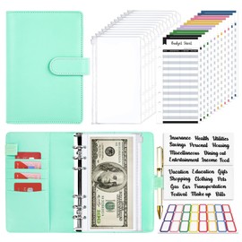 ONLYESH Budget Binder, Budget Binder with Zipper Envelopes, Cash Envelopes for Budgeting, Money Organizer for Cash, 28Pcs Budget Binder with Cash Envelopes(Green)