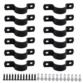 3/4 Inch DN20 Pipe Strap 12Pcs, Two Hole Fixing U Bracket, Rigid Pipe Strap Clamp for Pipe Plumbing System, Black U Clamps