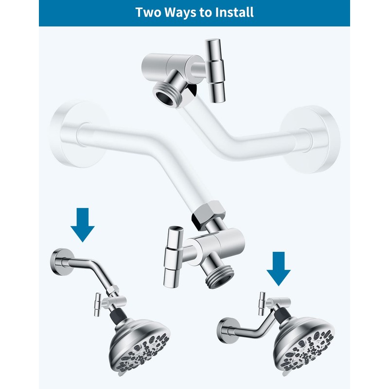 Hibbent All Metal Shower Head Elbow Adapter, 360 ° Adjustable
