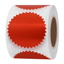 Hycodest 2" Certificate Paper Reward Stickers Embossing Labels with Serrated Edge 300 Stickers, Bright Foil Paper, Red