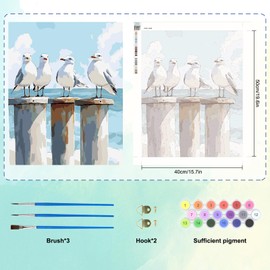 MAXBYE Möwen Malen Nach Zahlen Erwachsene, Paint by Numbers DIY Handgemalt Ölgemälde Kit Leinwand Acrylfarben Painting für Home Decor Geburtstag Geschenk, Ohne Rahmen 40x50cm