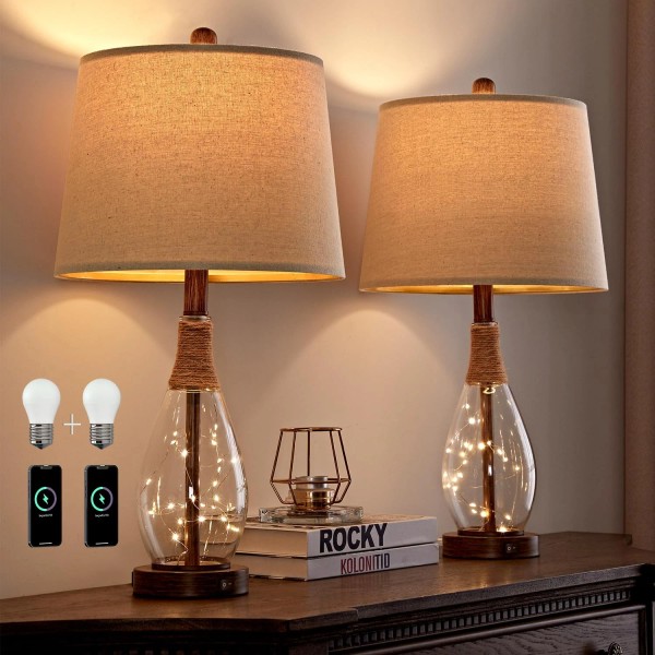 Oyears 23" USB A+C Table Lamp Sets of 2 Modern