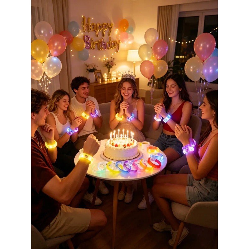 20 Pulseras Luminosas Para Fiestas, Pulseras Led De Neón