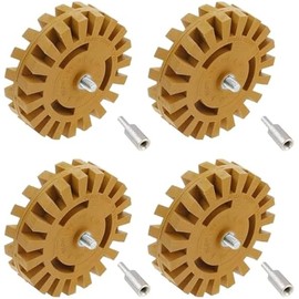 4PCS Decal Remover Eraser Wheel Tool Kit, 4inch Rubber Power Drill Attachment with Adapter for Removes Car Adhesive, Pinstripe, Sticker, Vinyl.