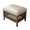 Jintop 21.5" Pouf Ottoman,Linen Upholstered Bench,with Cane Base,Elegant Rectangular Soild