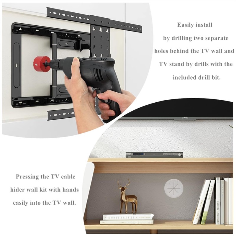 4 Pack TV Cord Hider for Wall Mounted TV, 2-3/8"(60mm