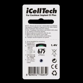 iCellTech Size 675P 1.45V Cochlear Implant Hearing Aid Batteries (12 Pack)