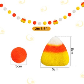 2 Pieces Thanksgiving Felt Balls Banner Candy Corn Felt Ball Garland Orange Yellow White Felt Pom Pom Garland Thanksgiving Party Hanging Garland for Fall Party Home Decor, 71 Inch