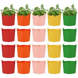 Ohiyoo 20 Pack 15 Gallon Grow Bags, Colorful Plant Grow Bags Potato Grow Bags with Handles, Nonwoven Garden Fabric Bags Garden Pots for Vegetable Fruit Flowers Herbs Tomato Potato Growing (15 Gal)