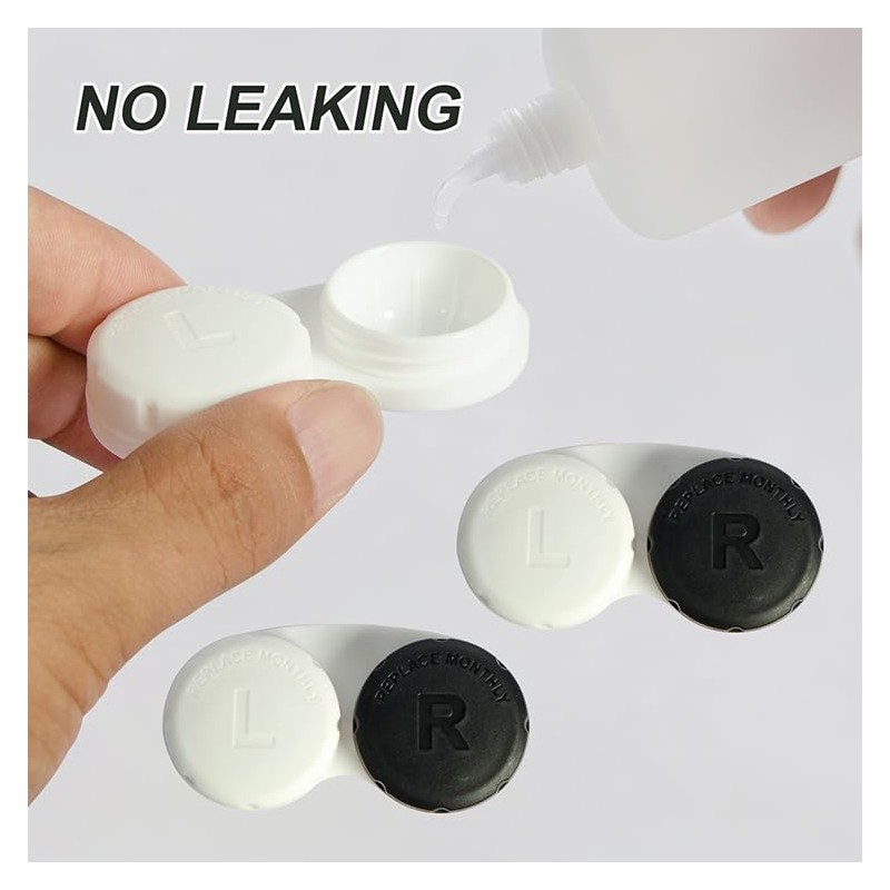 KyltoSynth Contact Lens Case, Black and White Contacts Case，2 Pcs,