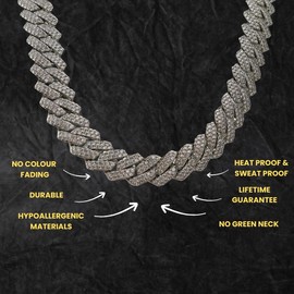 MISION 12mm diamond prong link chain silver - 18 inch