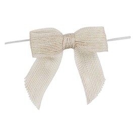 POSHNPRETTY Set of 12 Burlap Jute Pre Tied Bows On Wire 3" Wide - Choose Colors (Bleached White)
