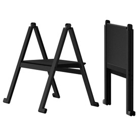 Ainai Folding Step Stool,Aluminum Ultra Thin Stool,400 Lbs Capacity with Anti-Slip Sturdy and Wide Pedal,Closet Step Ladder for Home,Kitchen and Office,Space Saving (Black)