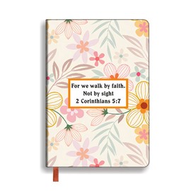 WHLBHG Christian Gift Bible Verse Leather Journal for Women A5 Hardcover Lined Notebook Prayer Faith Religious Gift Inspirational Friendship Gift Motivational Notebook (2 Corinthians 5:7)