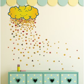 200 Raining Emoticons Wall Decal Sticker. Great Party Favors and for Kid's Room. #6093