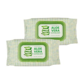 Nature Republic [1+1] Soothing &amp; Moisture Aloe Vera Cleansing Tissue, Single Option NE0712 / 네이처리퍼블릭 [1+1] 수딩 앤 모이스처 알로에베라 클렌징 티슈, 단일옵션 NE0712